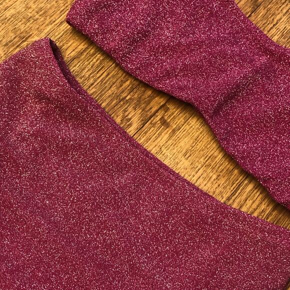 Good American Hawaiian Pink Sparkle Scoop Top and Swim Brief Bikini Set Size 2 - Picture 6 of 11